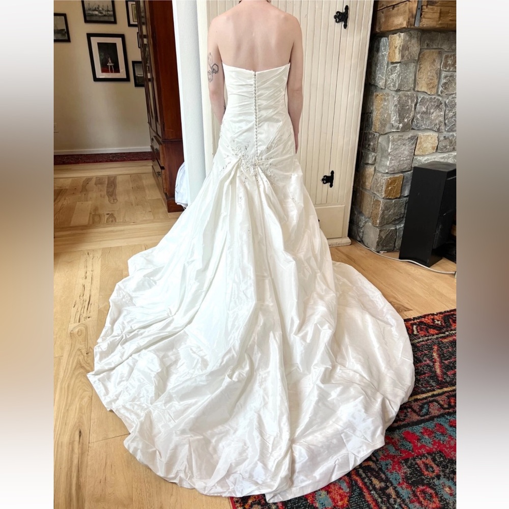 Pronovias Wedding Dress Gown “Reyes” Size 4 A-Line Taffeta Bling Strapless - Picture 7 of 8